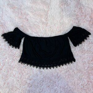 LA Hearts Off the Shoulder Lace Crop Top